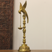 Brass Parrot Oil Lamp | Handcrafted Traditional Hanging Diya Stand