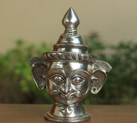Brass Shiva Mukhlingam Idol -Silver Finished