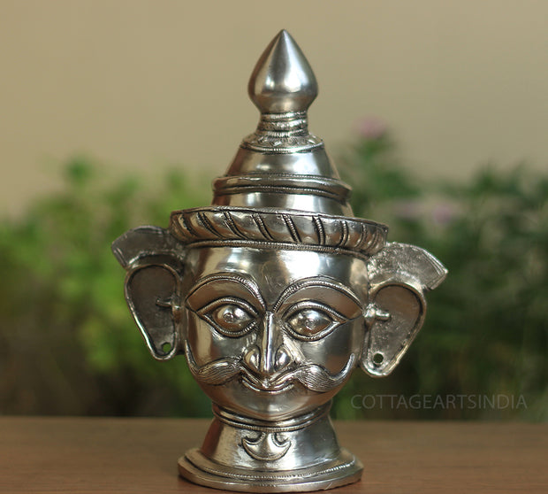 Brass Shiva Mukhlingam Idol -Silver Finished