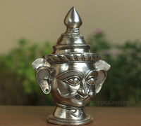 Brass Shiva Mukhlingam Idol -Silver Finished