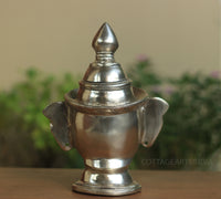 Brass Shiva Mukhlingam Idol -Silver Finished