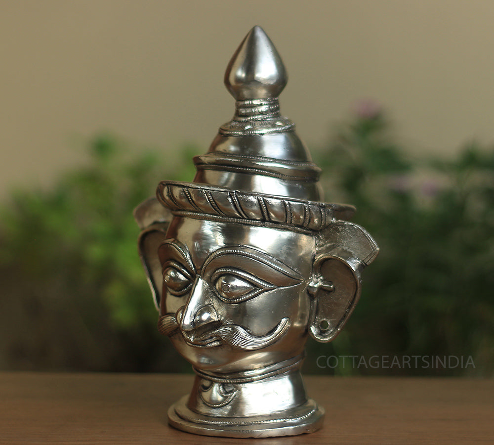 Brass Shiva Mukhlingam Idol -Silver Finished