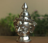 Brass Shiva Mukhlingam Idol -Silver Finished