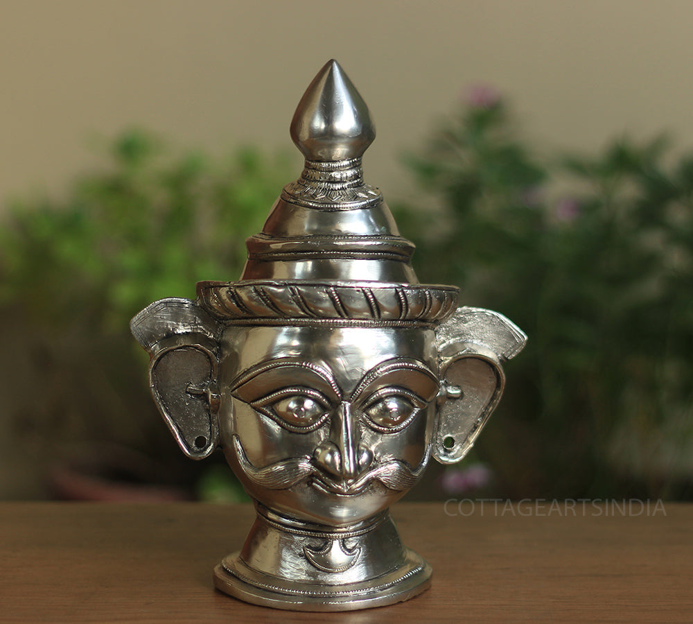 Brass Shiva Mukhlingam Idol -Silver Finished