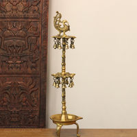 Brass Annapakshi Oil Lamp | Traditional Multi-Tier Brass Diya Stand