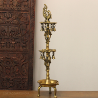 Brass Annapakshi Oil Lamp | Traditional Multi-Tier Brass Diya Stand