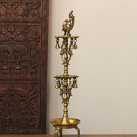 Brass Annapakshi Oil Lamp | Traditional Multi-Tier Brass Diya Stand