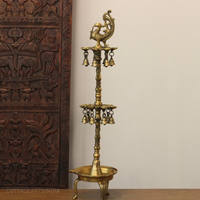 Brass Annapakshi Oil Lamp | Traditional Multi-Tier Brass Diya Stand