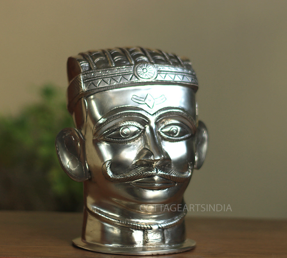 Set of Five Brass Mukhlingams in Silver Finish