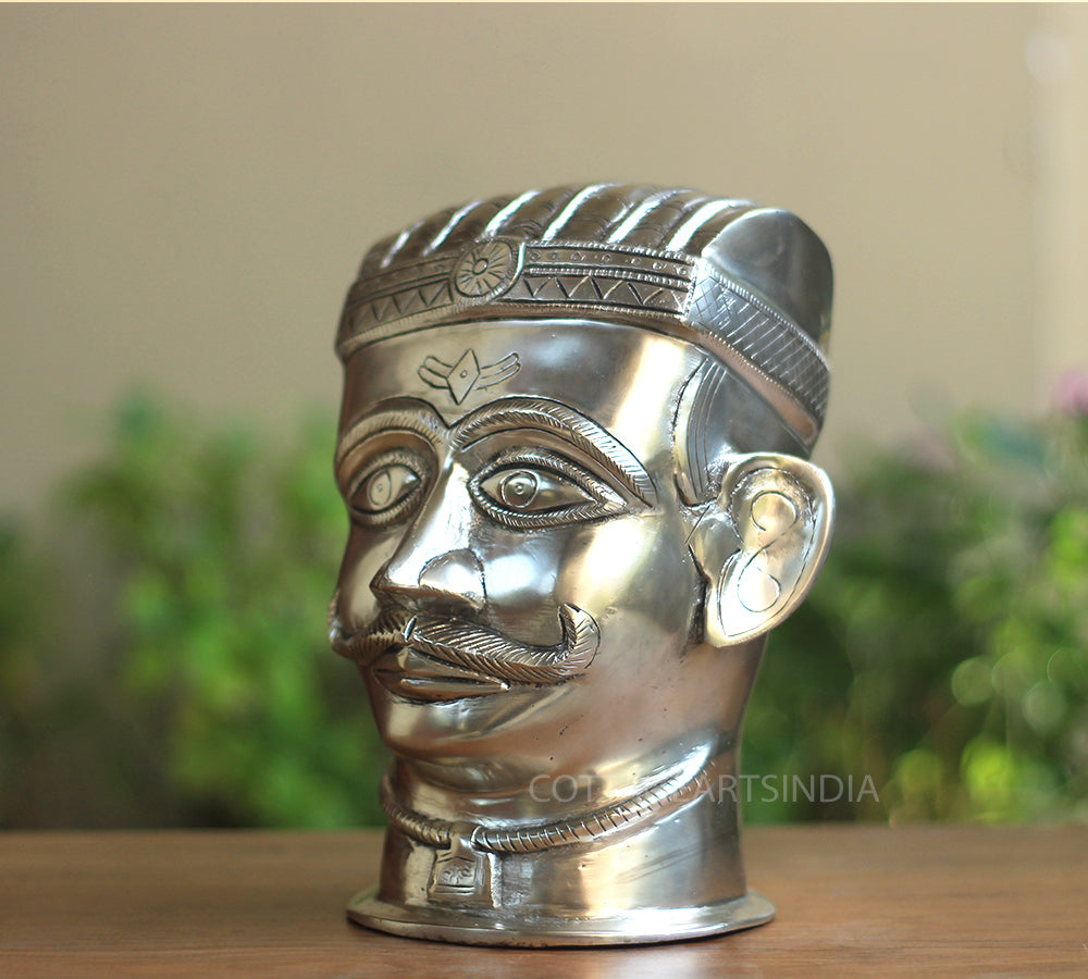Set of Five Brass Mukhlingams in Silver Finish