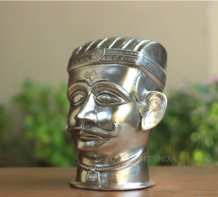 Set of Five Brass Mukhlingams in Silver Finish