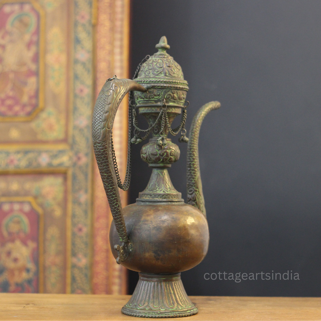 Tibetan Buddhist Ritual Ewer | Handcrafted Copper Decor