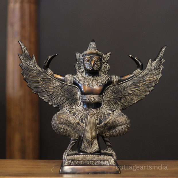 Brass Garuda Half Sitting Posture Antique Black Gold Finish