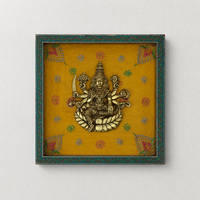 Wooden Handpainted Framed Brass Ashtalakshmi And Lotus -Set of 9