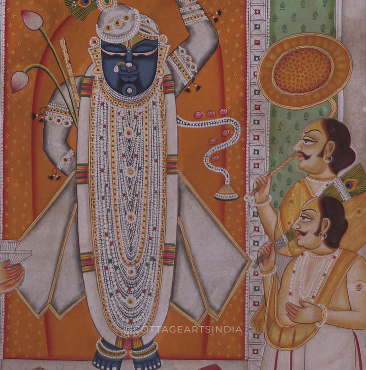 Shrinathji Pichwai Painting with Temple Goswamis – Traditional Nathdwara Art