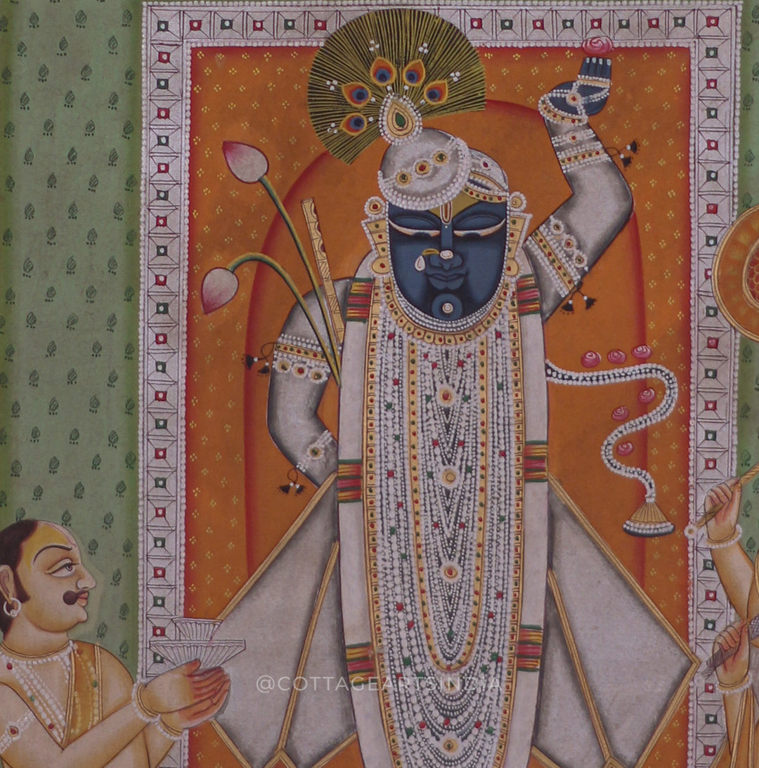 Shrinathji Pichwai Painting with Temple Goswamis – Traditional Nathdwara Art