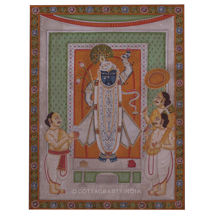 Shrinathji Pichwai Painting with Temple Goswamis – Traditional Nathdwara Art