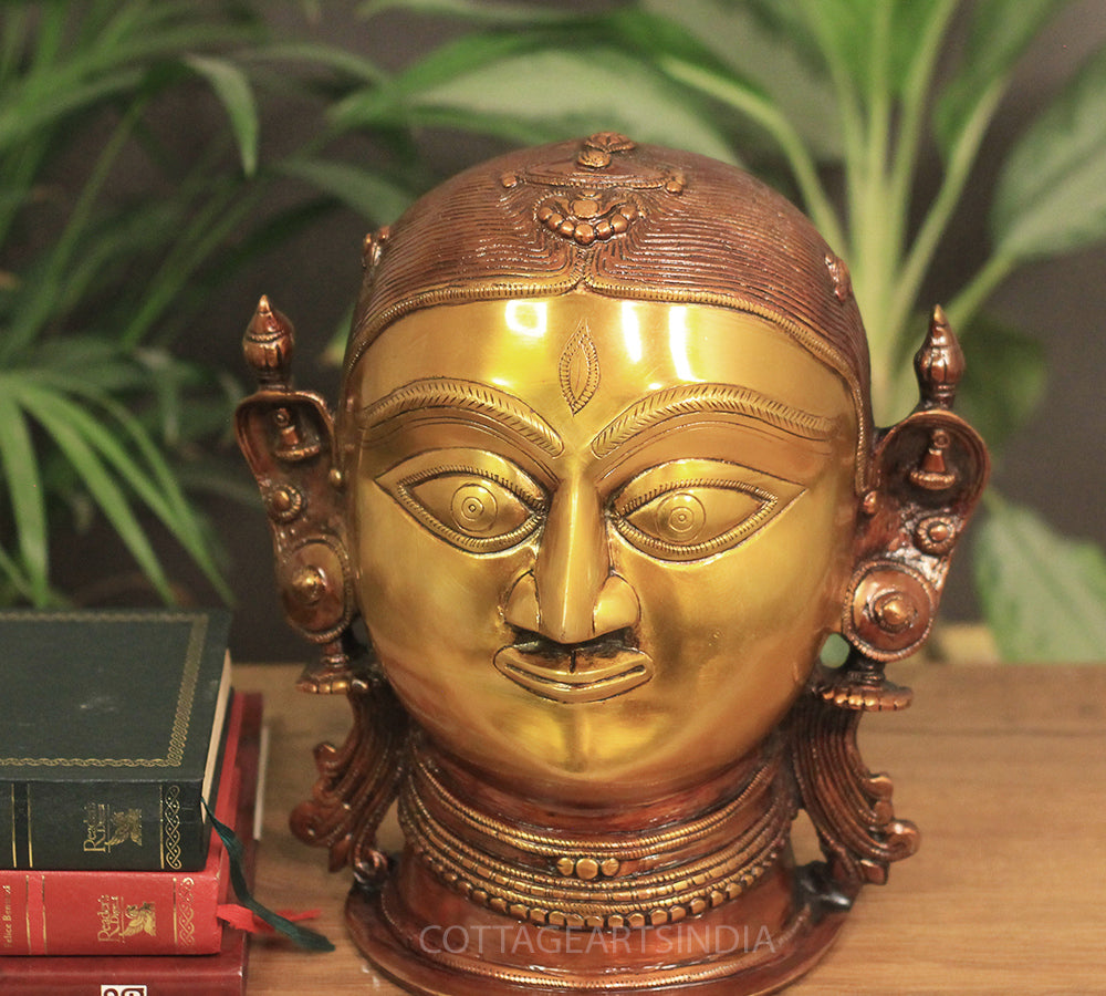 Brass Gauri Head/Mask 10" Twin Color