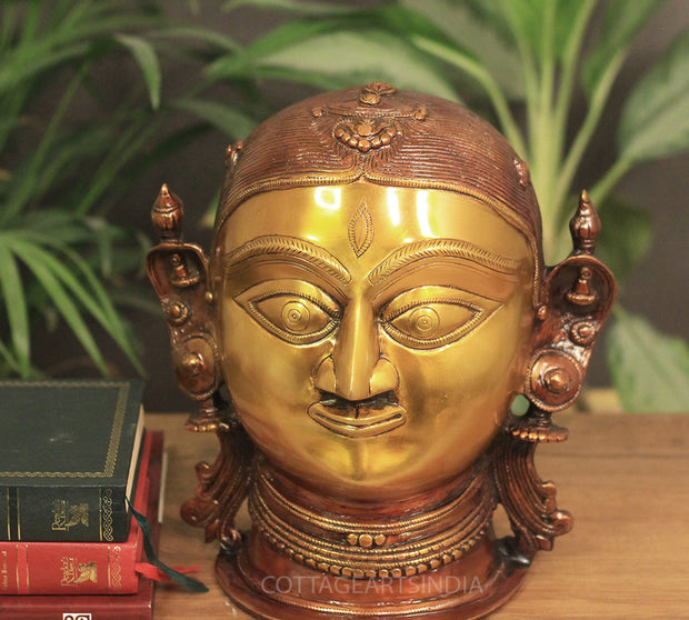 Brass Gauri Head/Mask 10" Twin Color
