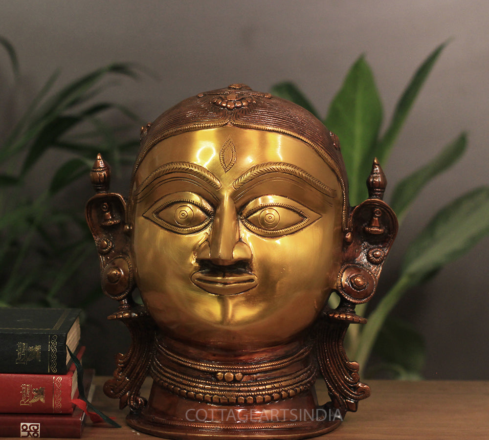 Brass Gauri Head/Mask 10" Twin Color