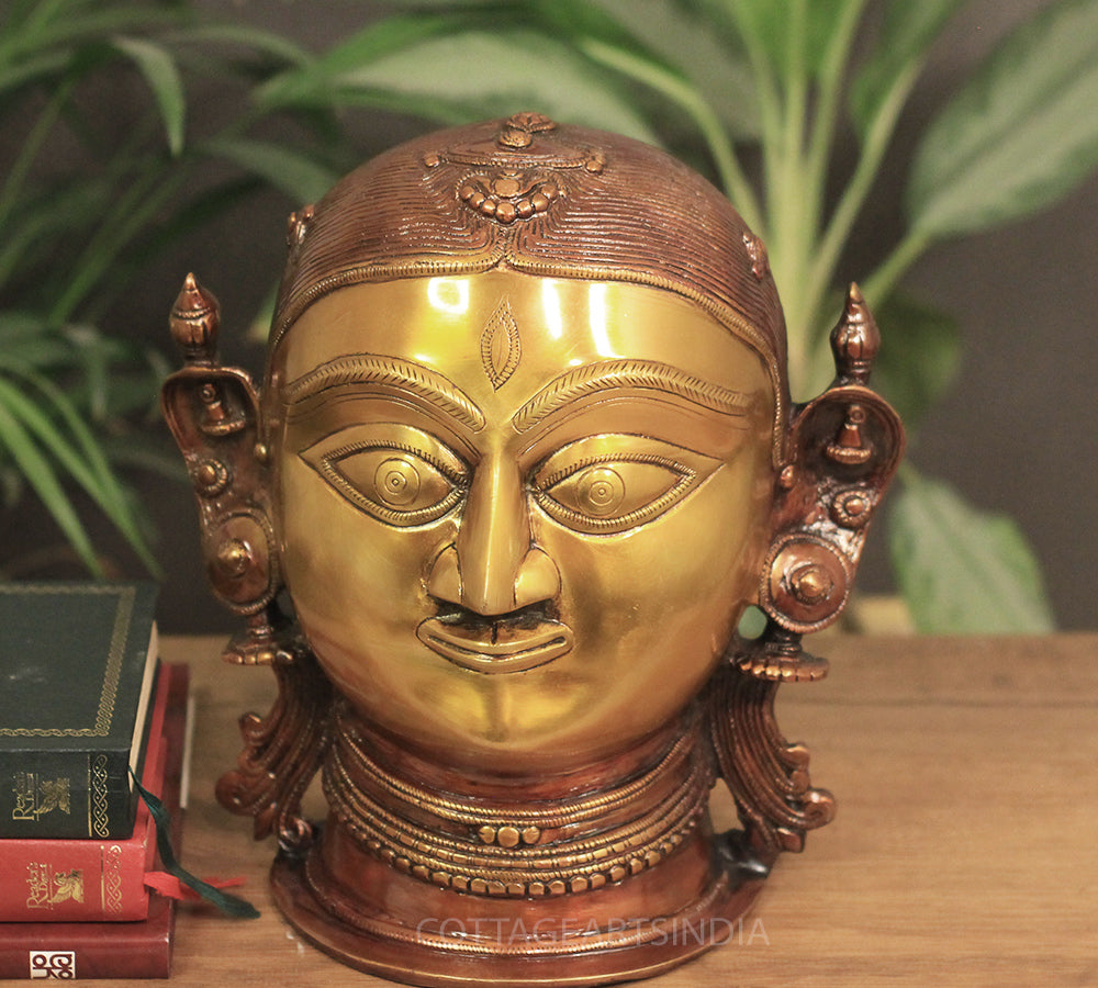 Brass Gauri Head/Mask 10" Twin Color