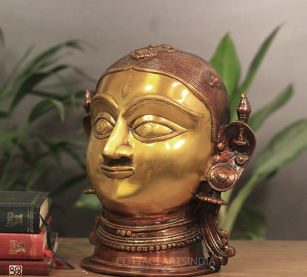 Brass Gauri Head/Mask 10" Twin Color