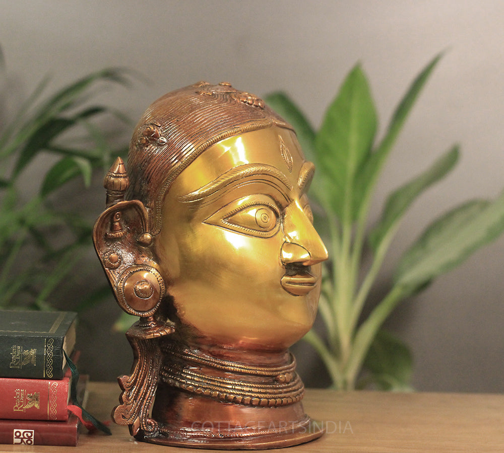 Brass Gauri Head/Mask 10" Twin Color