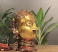 Brass Gauri Head/Mask 10" Twin Color