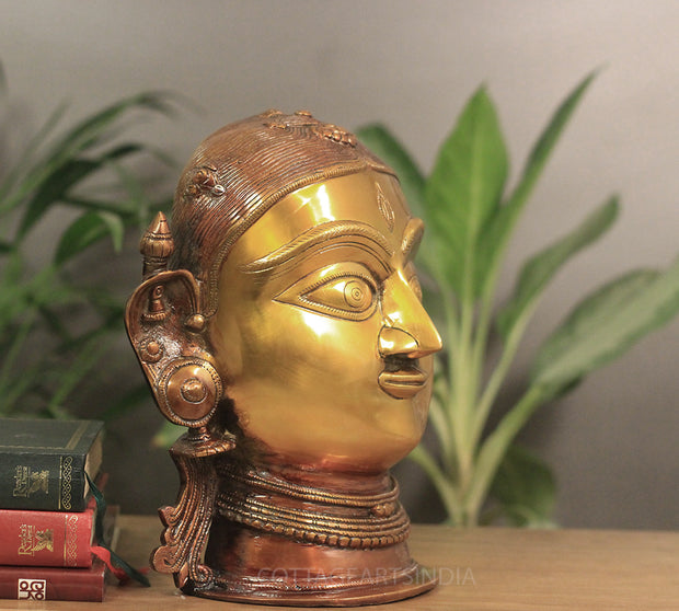Brass Gauri Head/Mask 10" Twin Color
