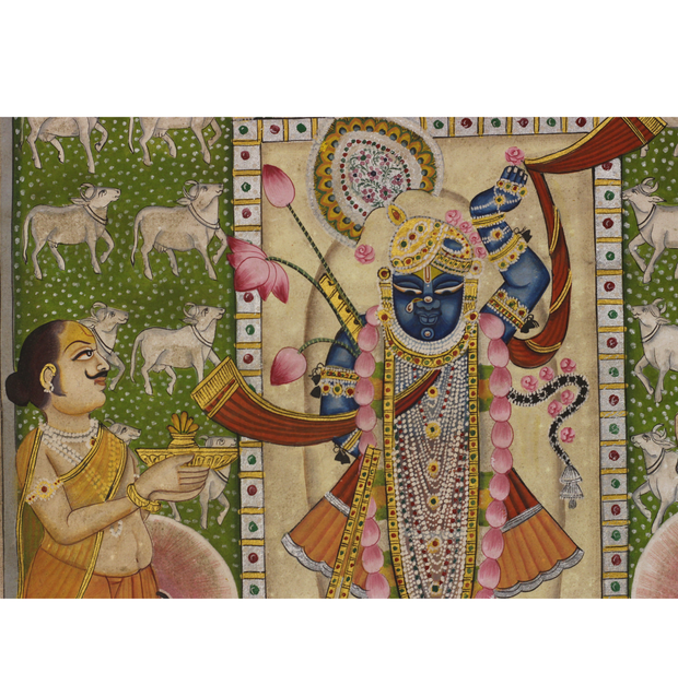Traditional Pichwai Painting Shreenathji and Devotees