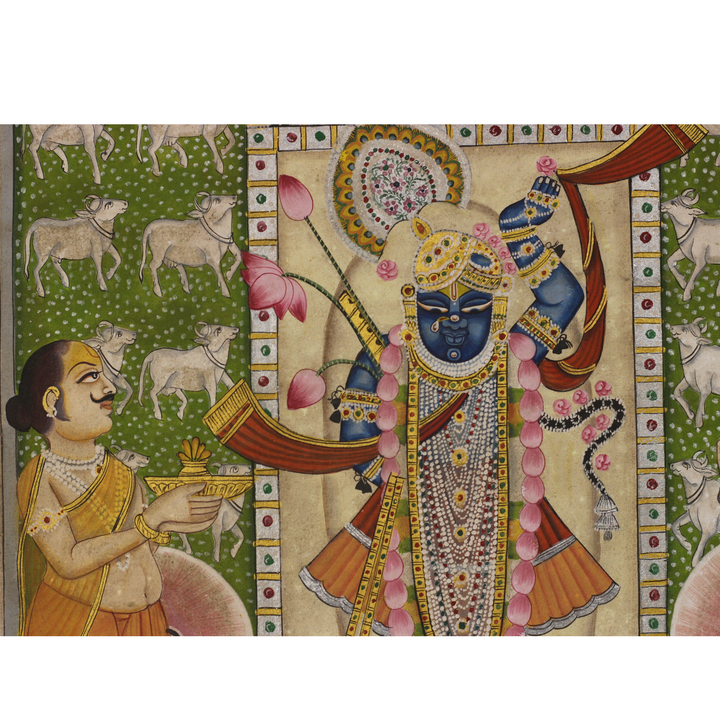 Traditional Pichwai Painting Shreenathji and Devotees