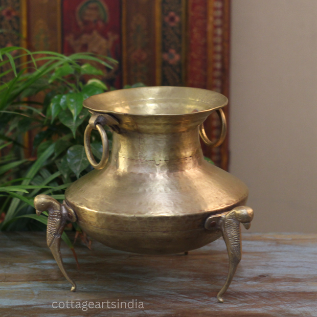 Brass Vintage Carved Planter