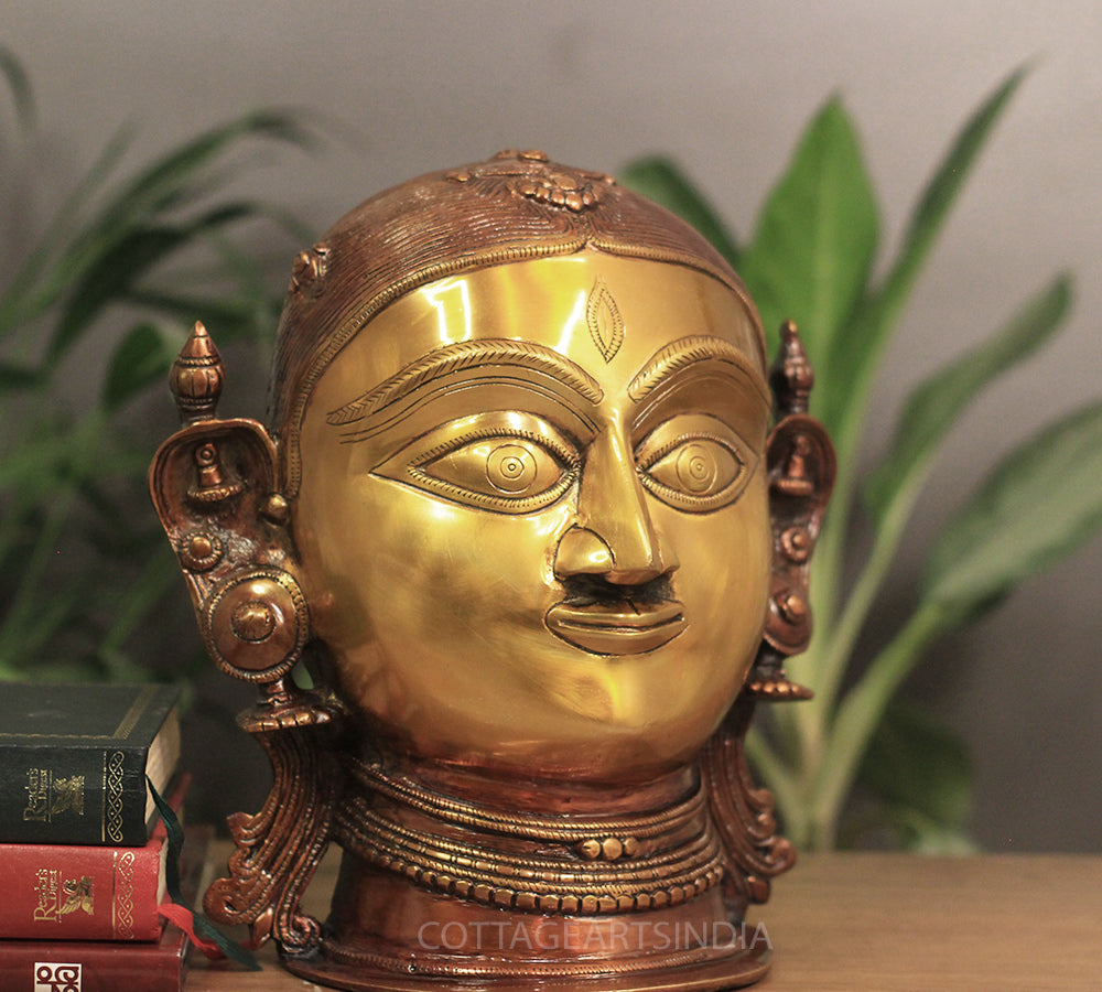 Brass Gauri Head/Mask 10" Twin Color