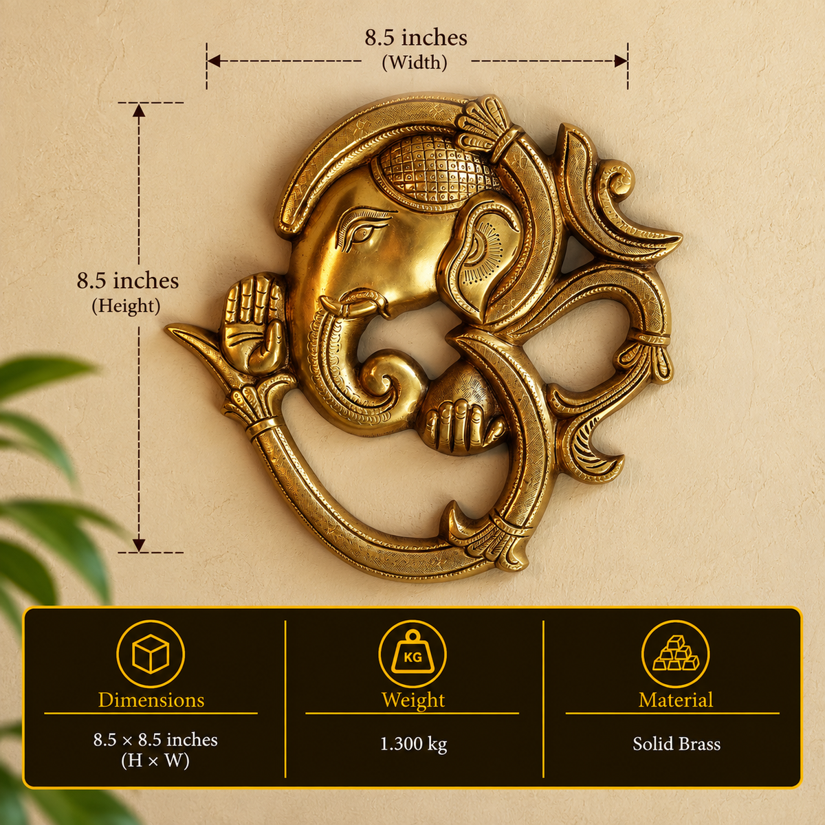 Brass Ganesha Wall Decor