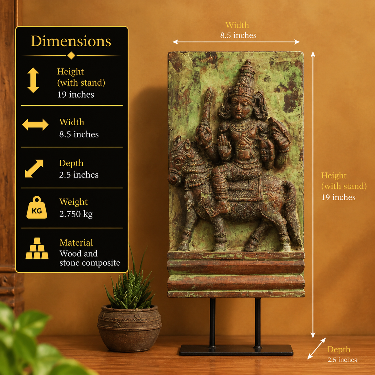 Vintage Wood /Stone Shiva Idol