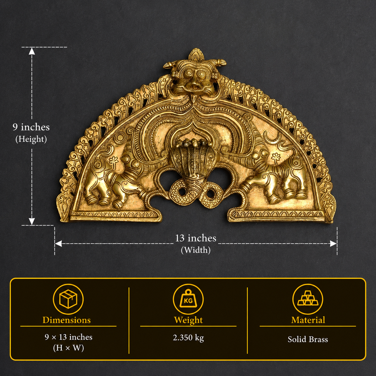 Brass Prabhawali Sheshnaag and Kirtmukha 13"