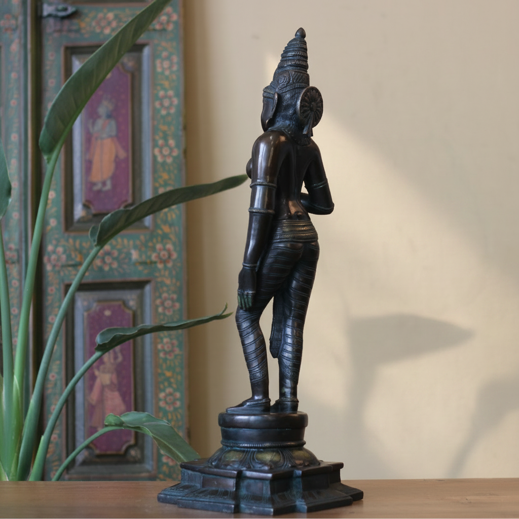Standing Uma Parvati Brass Sculpture | Chola Style Spiritual Art