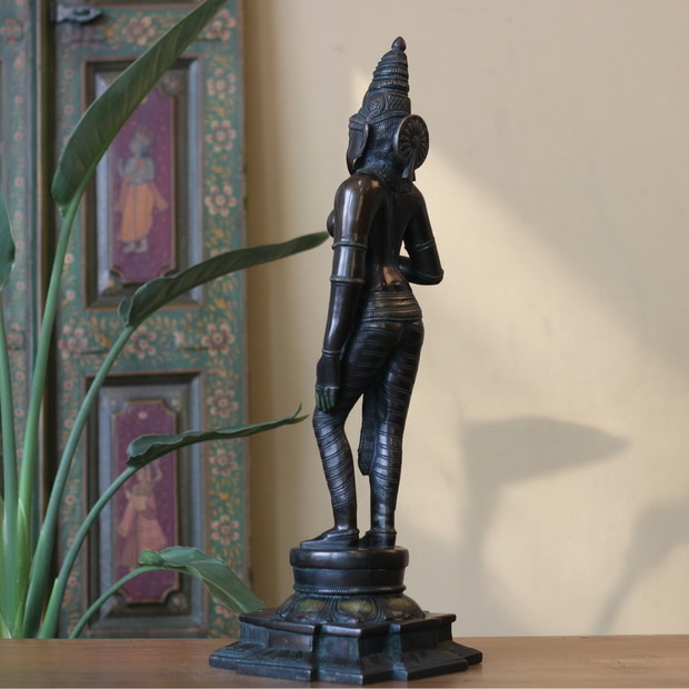 Standing Uma Parvati Brass Sculpture | Chola Style Spiritual Art