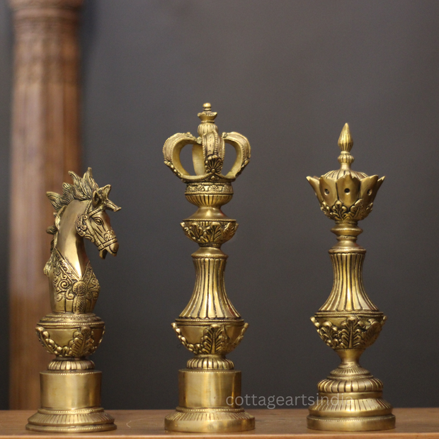 Antique Brass Chess Piece Finials – Knight, King & Bishop