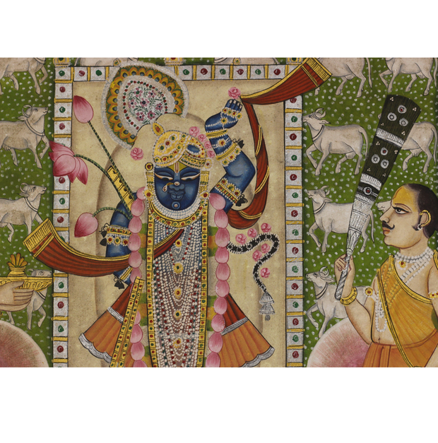 Traditional Pichwai Painting Shreenathji and Devotees