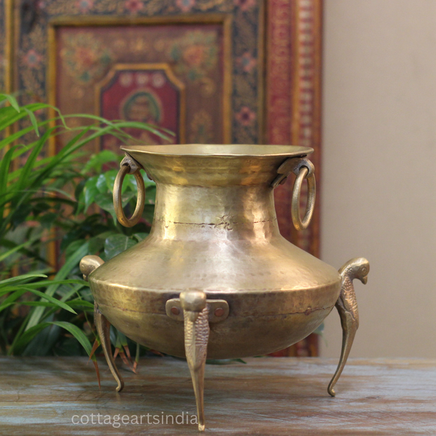 Brass Vintage Carved Planter