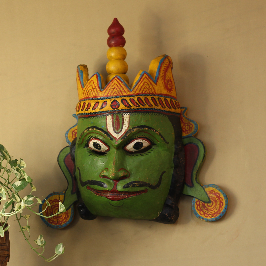 Vintage Odisha Wooden Folk Mask – Traditional Indian Folk Art