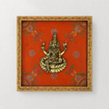 Wooden Handpainted Framed Brass Ashtalakshmi And Lotus -Set of 9