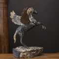 Mythical Winged Horse Brass Sculpture | Black Antique Finish | Symbol of Strength & Freedom