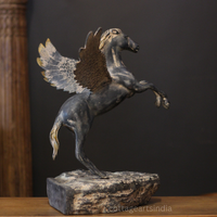 Brass Winged Horse Sculpture | Black Antique Finish | Symbol of Strength & Freedom