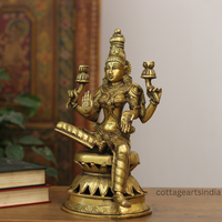 Brass Laxmi Sitting on Lotus 12.5''