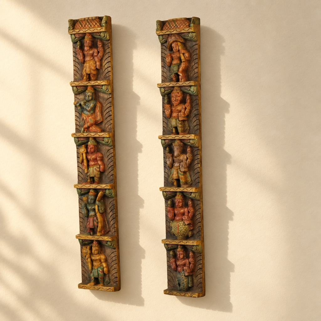 Wooden Wall Panel Dasavthar 36"-Set of 2