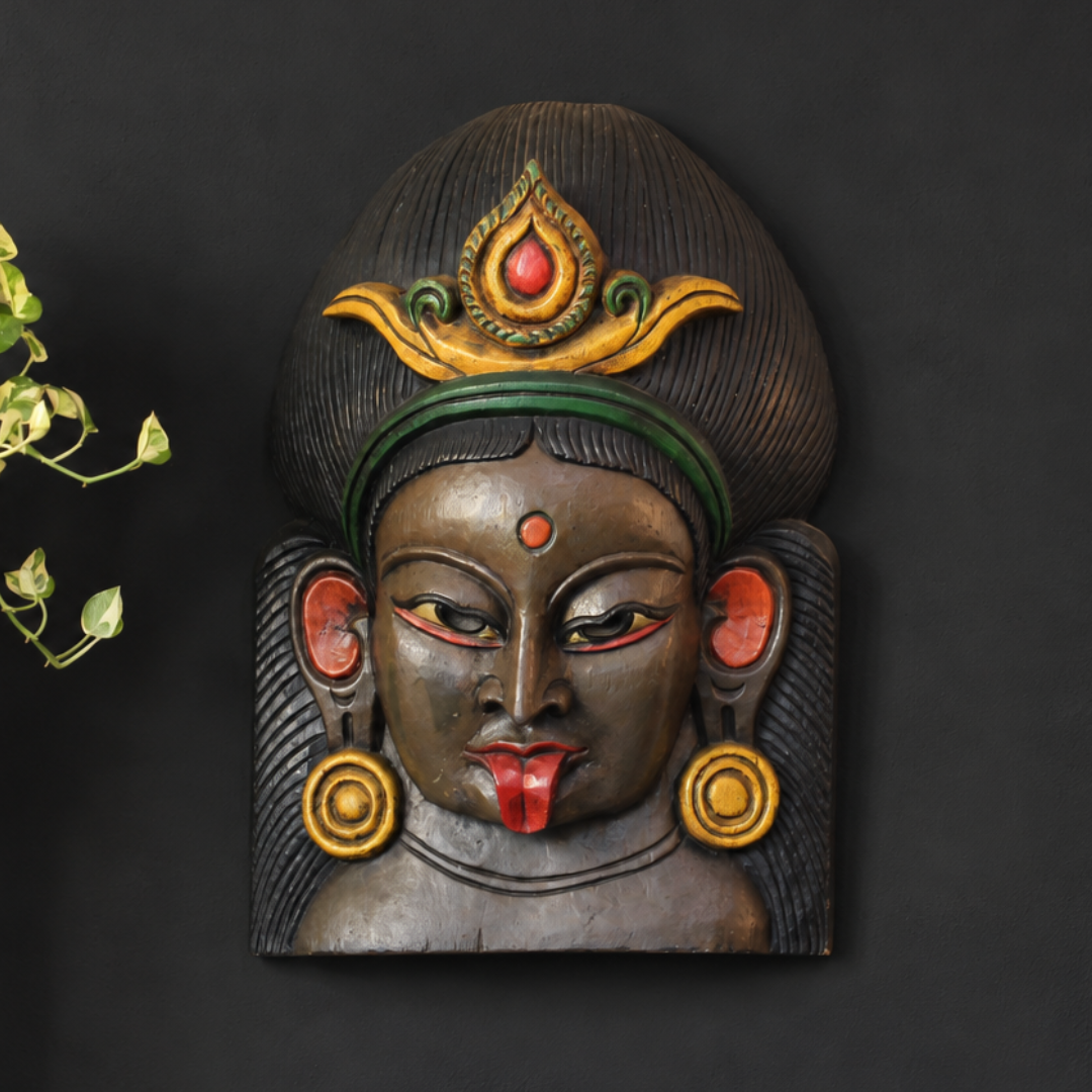 Wooden Goddess Kali Mask