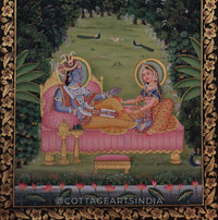 Pichwai Painting - Shrinathji and Swaminiji in Moonlit Vihar Leela