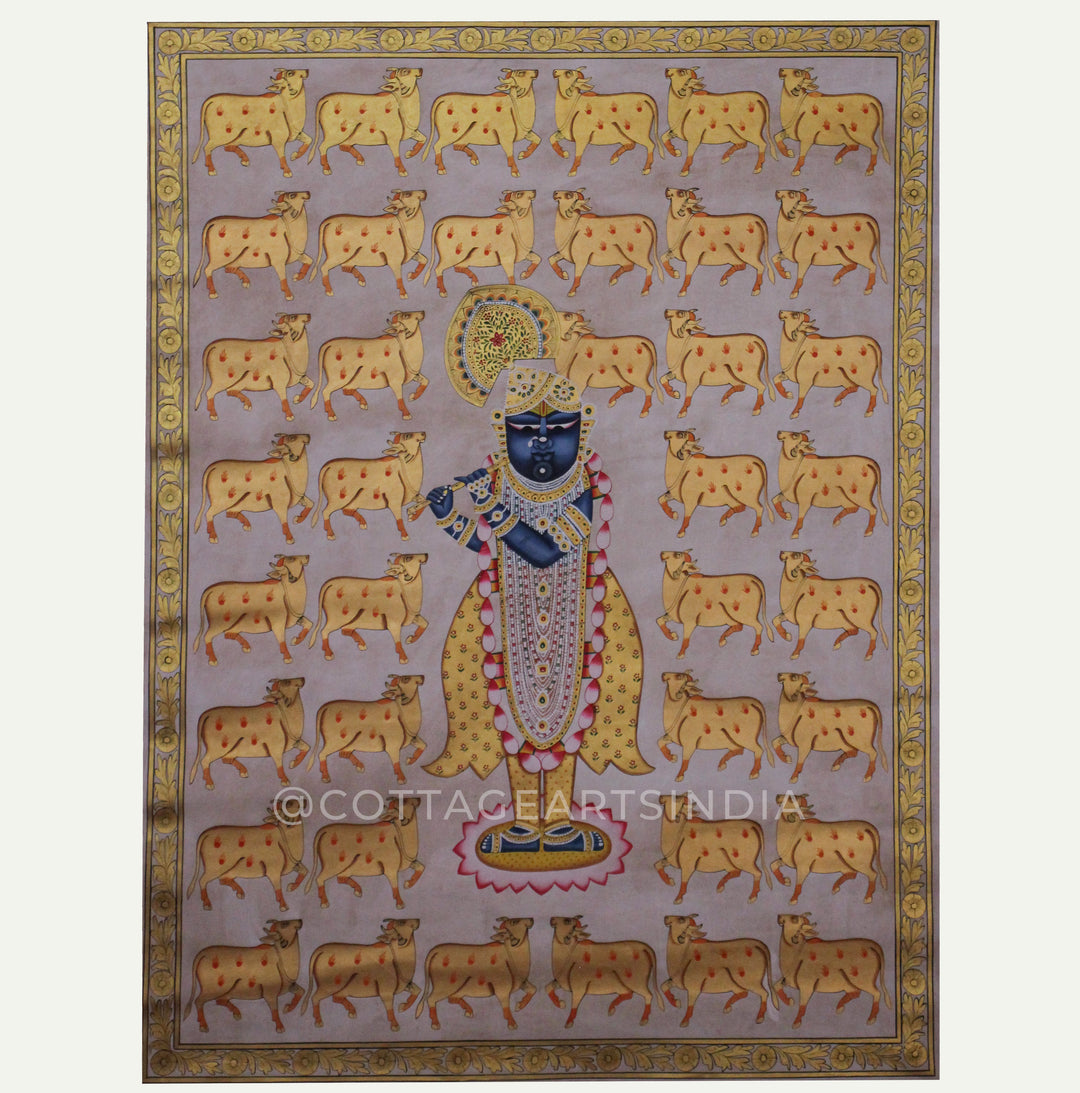 Pichwai Painting -Shreenathji With Sacred Cows